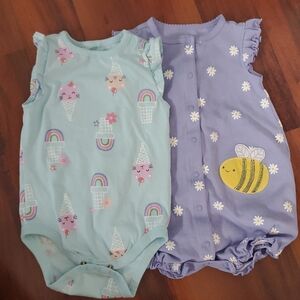 5/$30 18M Baby Romper & Bodysuit Bundle Carter’s Garanimals Bee Ice Cream